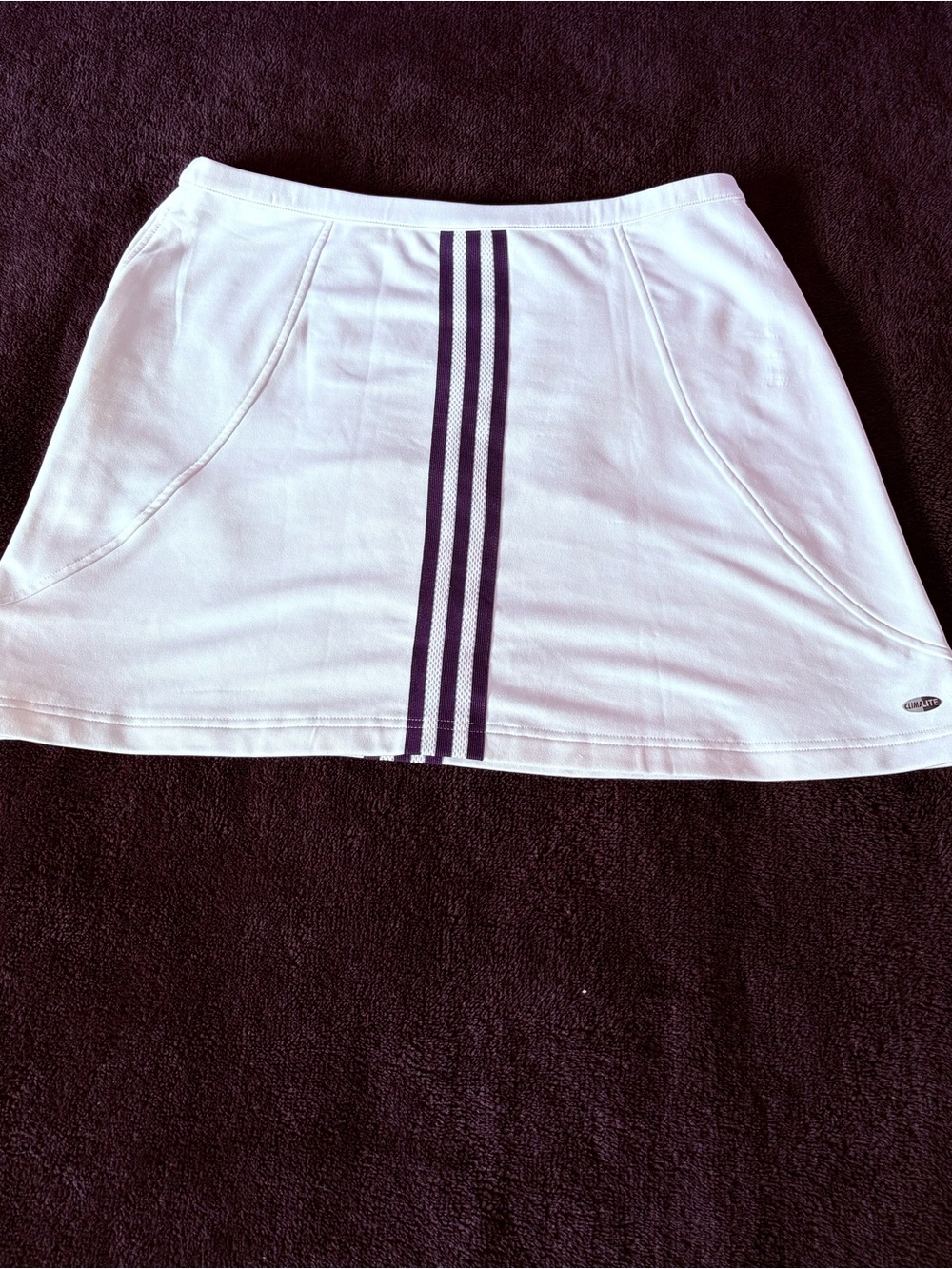 Adidas ClimaLite Y2K rare centered 3 stripes white tennis golf skirt skort L VGC - Picture 2 of 8